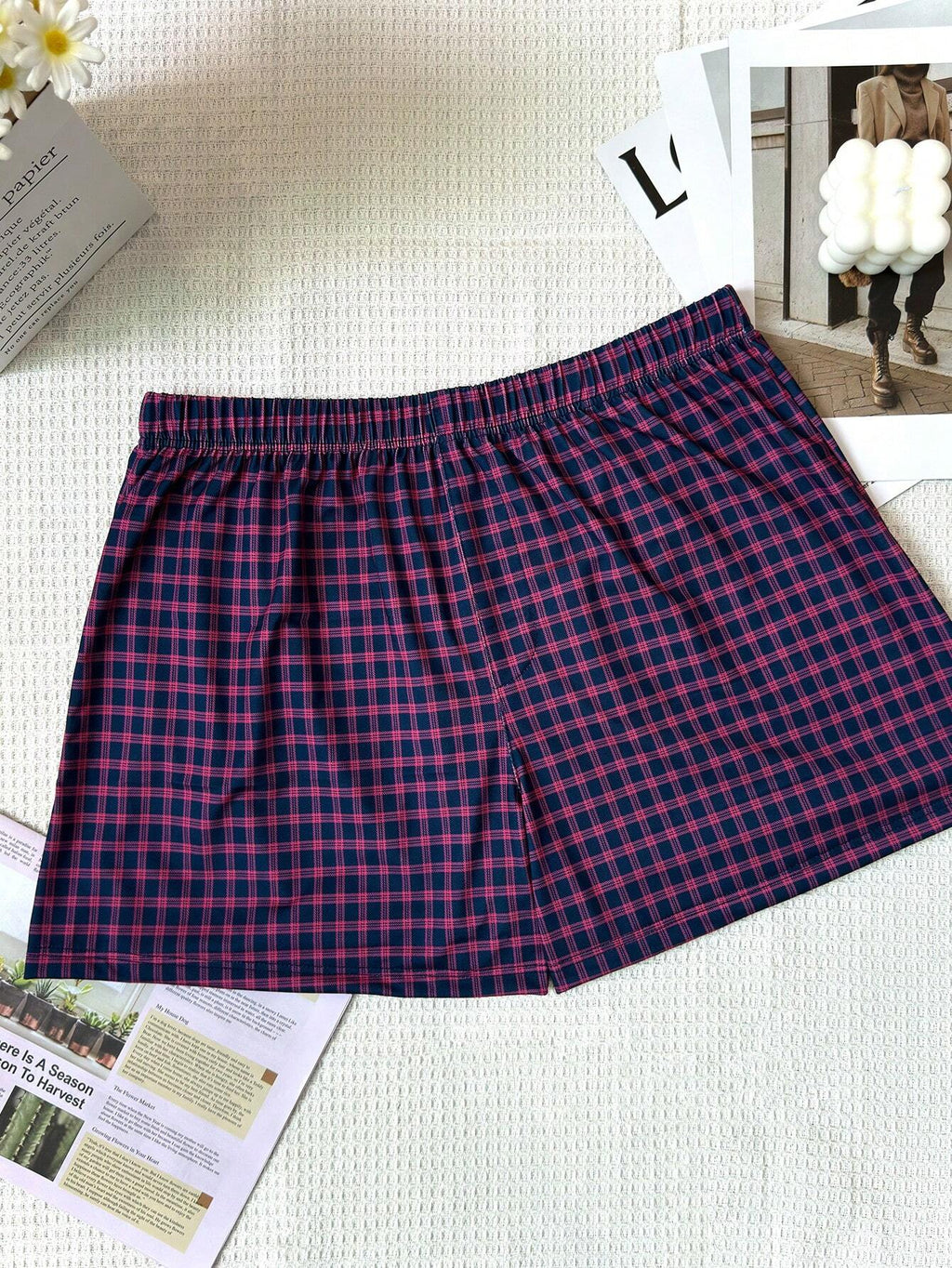 3Pcs/Set Men'S Thin Plaid Print Elastic Comfortable Boxer Briefs, Breathable Loose Waistband Shorts, Multi-Color Sleepwear Underwear
