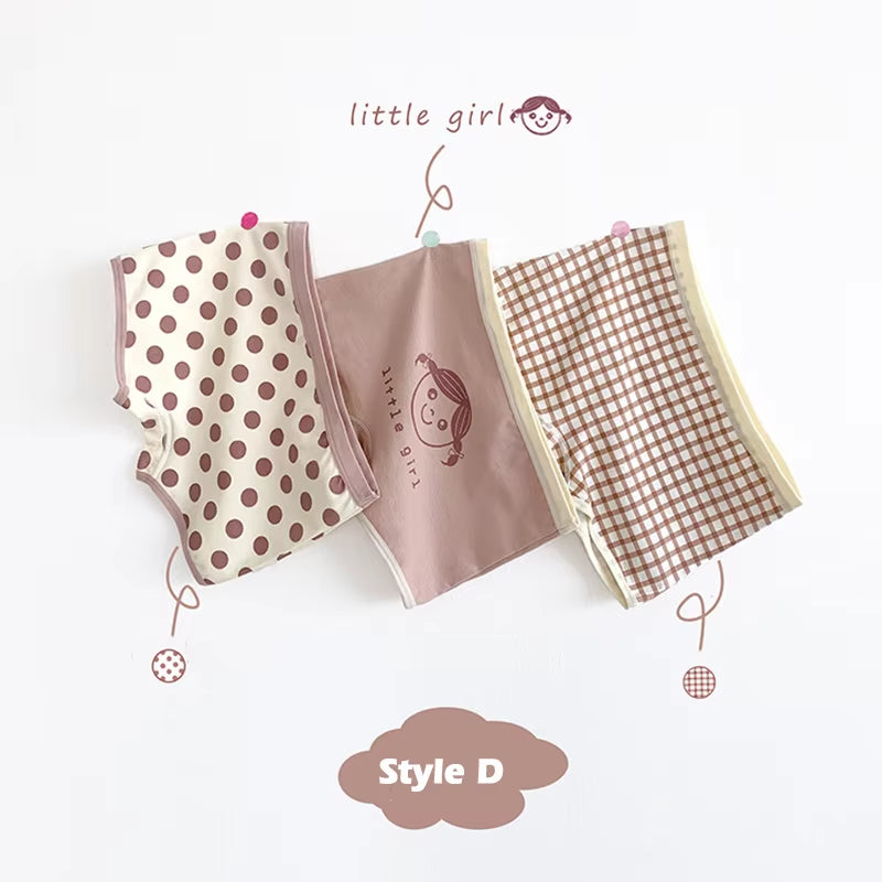 3Pcs Girls Underwear Little Girl Boxer Shorts 2-14 Year Old Student Cartoon Underwear Pure Cotton Children Underwear