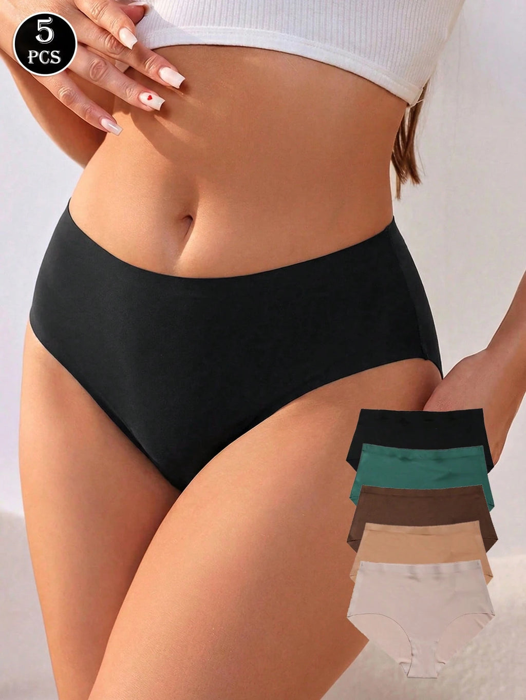 5Pcs/Set High Waist Women'S Seamless Invisible Panty Set