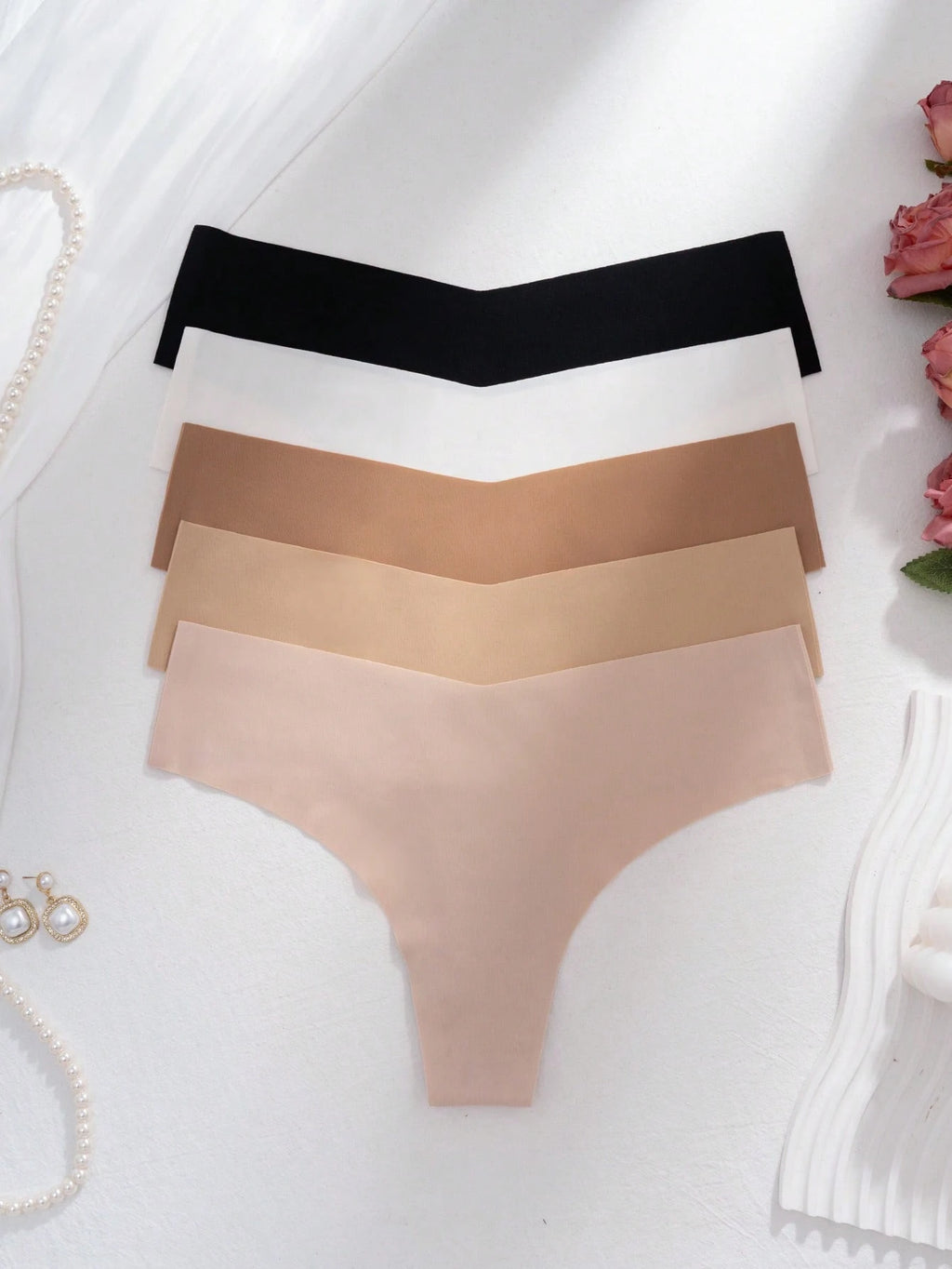 5Pcs Women Seamless Invisible Sexy Comfortable T-Style Briefs, Quick Dry Sports G-String, Everyday Wear
