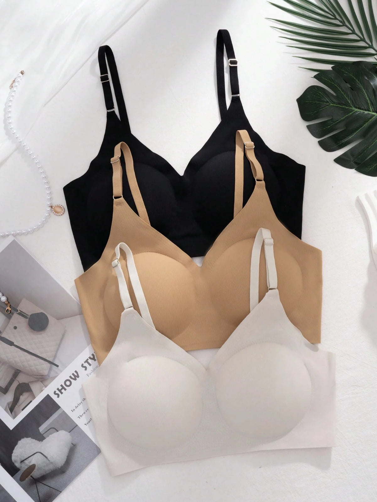 3Pcs Women'S Wireless Bra Multi-Color Sexy Seamless Comfortable Yoga Sports Bra