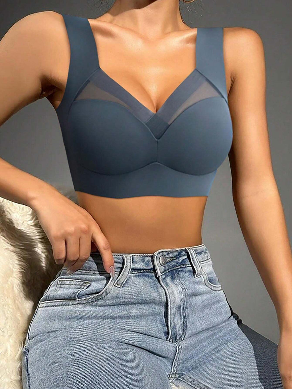 2Pcs/Set Seamless Back Smoothing Comfortable Wireless Bra without Pad, Lingerie