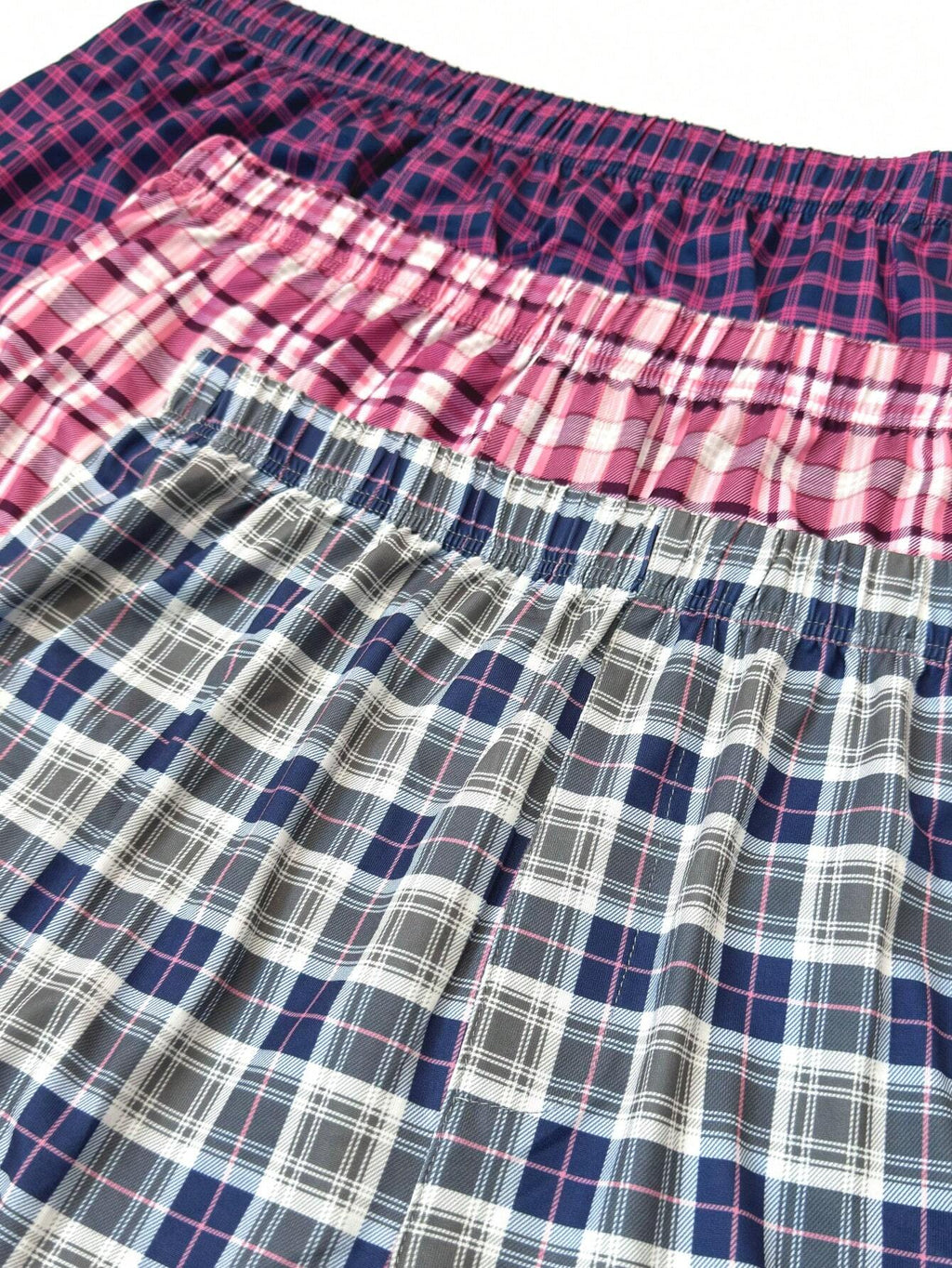 3Pcs/Set Men'S Thin Plaid Print Elastic Comfortable Boxer Briefs, Breathable Loose Waistband Shorts, Multi-Color Sleepwear Underwear