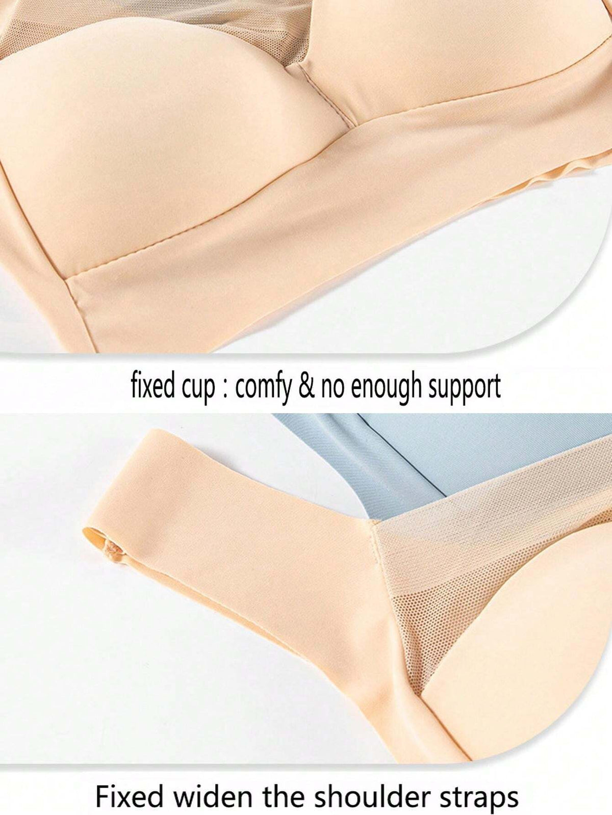 2Pcs/Set Seamless Back Smoothing Comfortable Wireless Bra without Pad, Lingerie