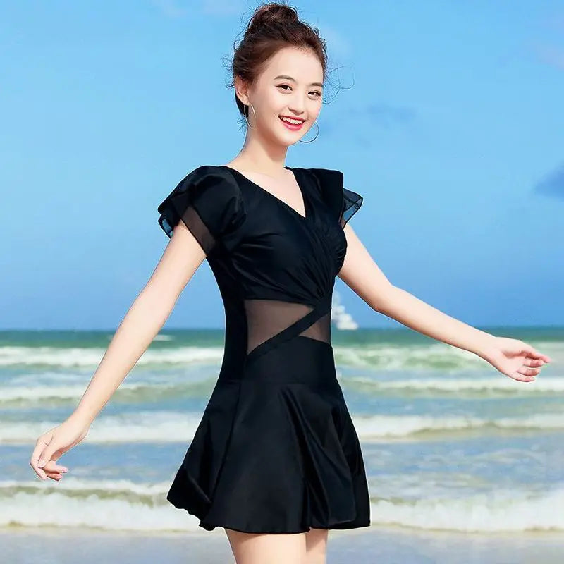 Female Vintage Floral Print Swimming Costume High Waisted Full Coverage Cute Vacation Swim Suit