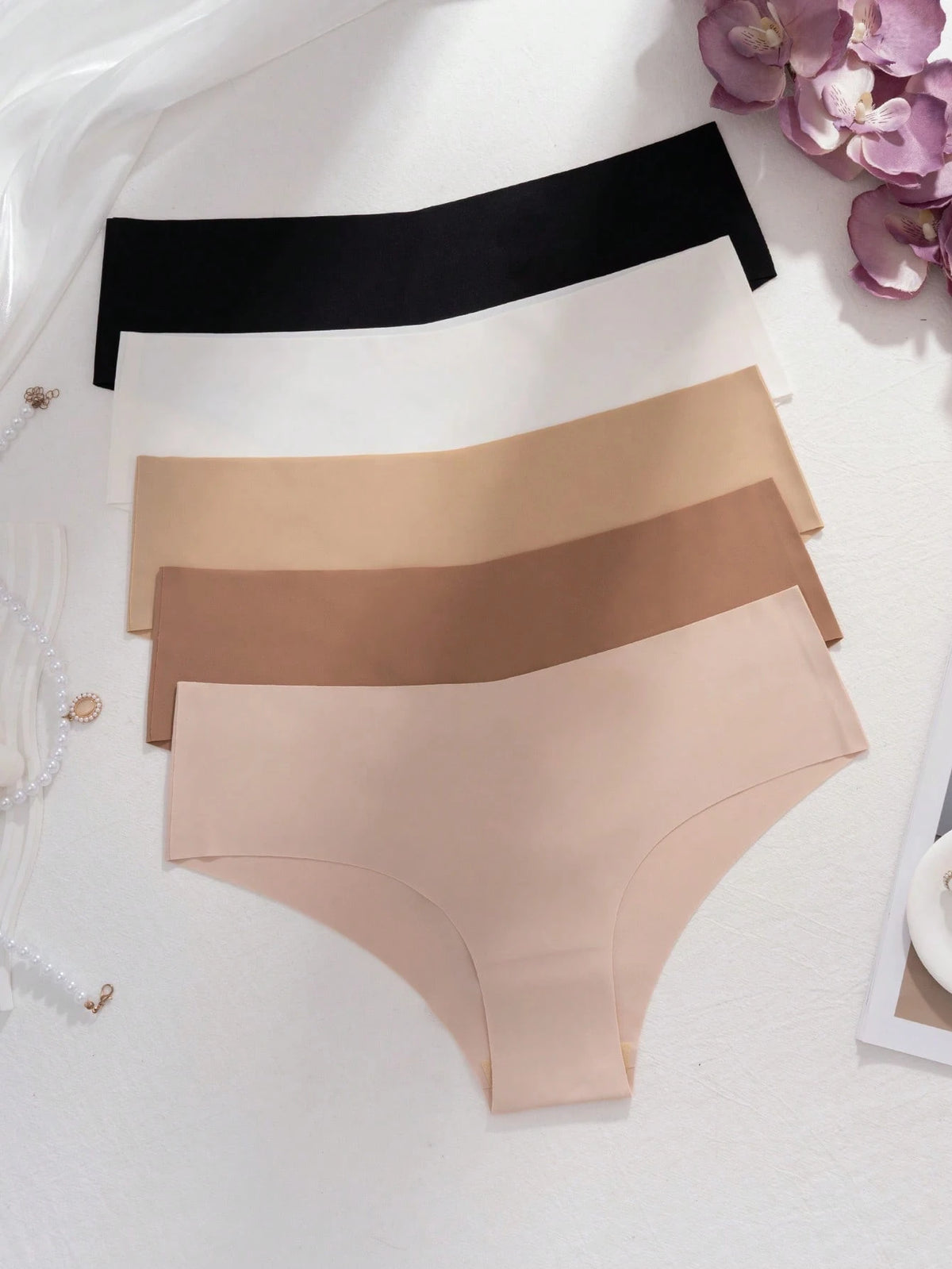 5Pcs/Pack Women'S Multi-Color Sexy Seamless Adhesive Comfortable Skin-Friendly Soft Sports Tight Invisible Triangle Panties