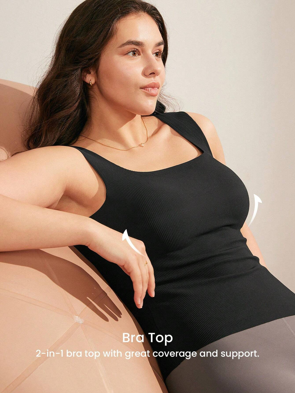 LUVLETTE Dream Curve 2Ndskin White Outfits Wireless Seamless 2-In-1 Built-In Bra Basic Sports Workout Lingerie as Outerwear Sizefreedom Crop Tanktop Comfortable Must-Haves Also Suitable for Teen Girl & Young & Kid Bra-Free Cami