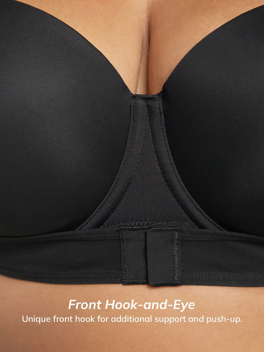 LUVLETTE plus Dream Curve Support + Strapless Front-Close Push-Up Black Basic Half Wedding Bra