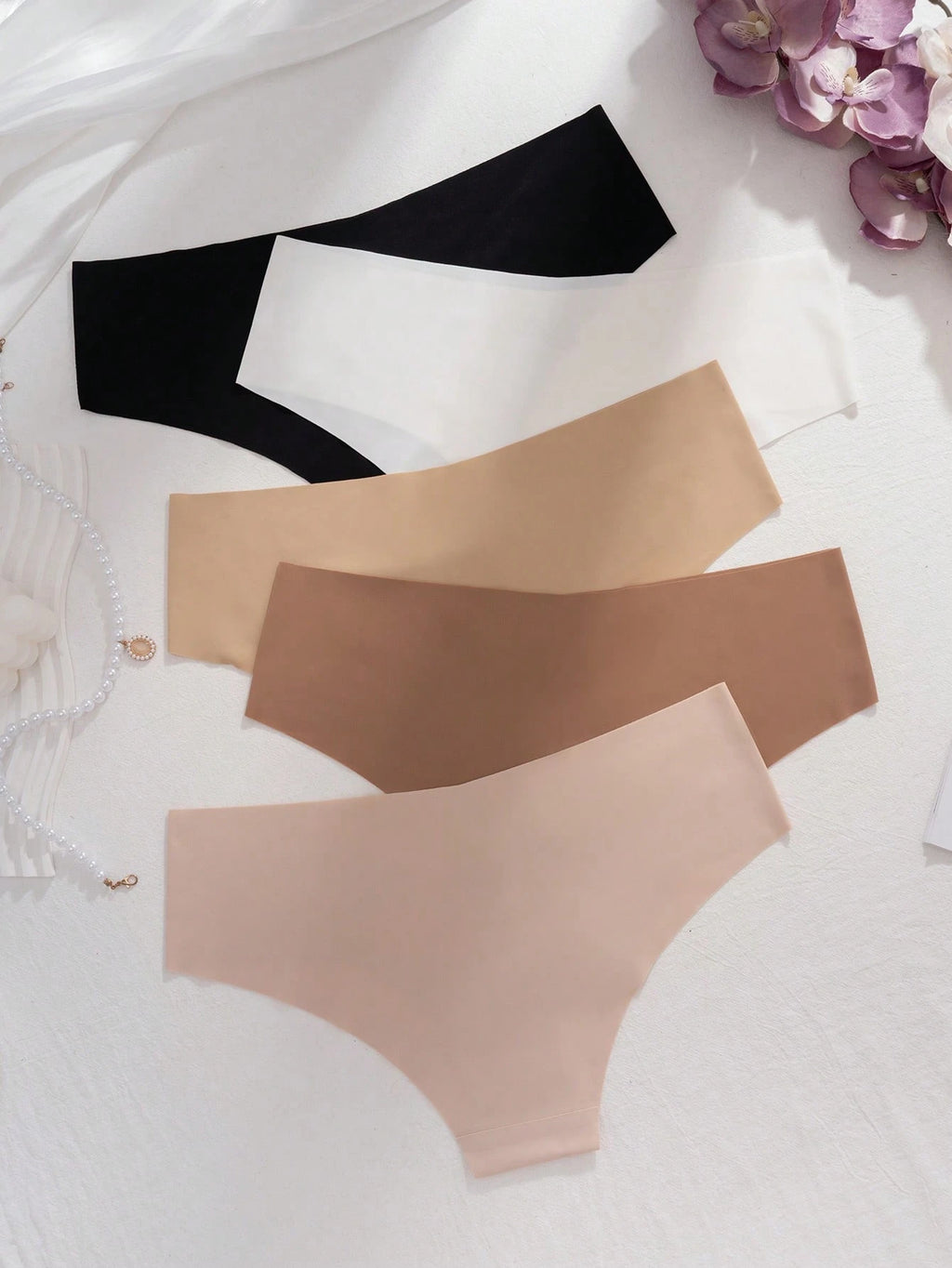 5Pcs/Pack Women'S Multi-Color Sexy Seamless Adhesive Comfortable Skin-Friendly Soft Sports Tight Invisible Triangle Panties