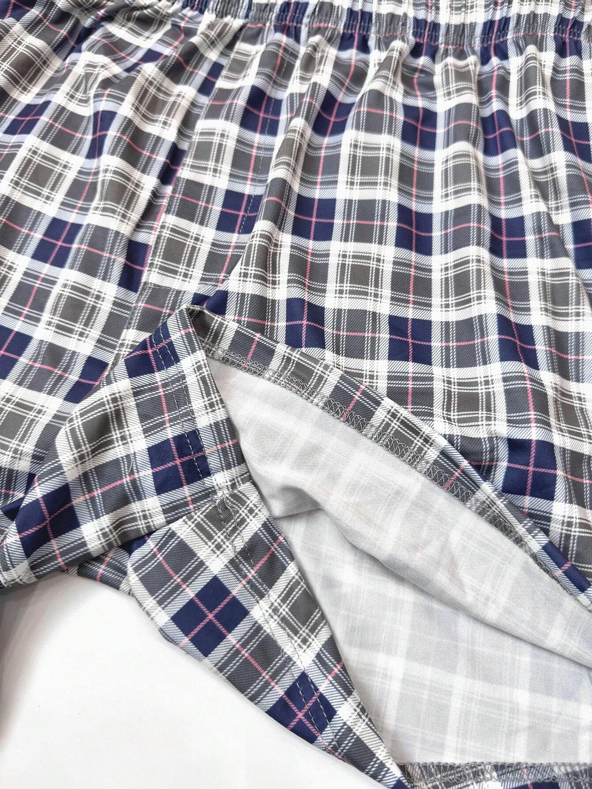 3Pcs/Set Men'S Thin Plaid Print Elastic Comfortable Boxer Briefs, Breathable Loose Waistband Shorts, Multi-Color Sleepwear Underwear