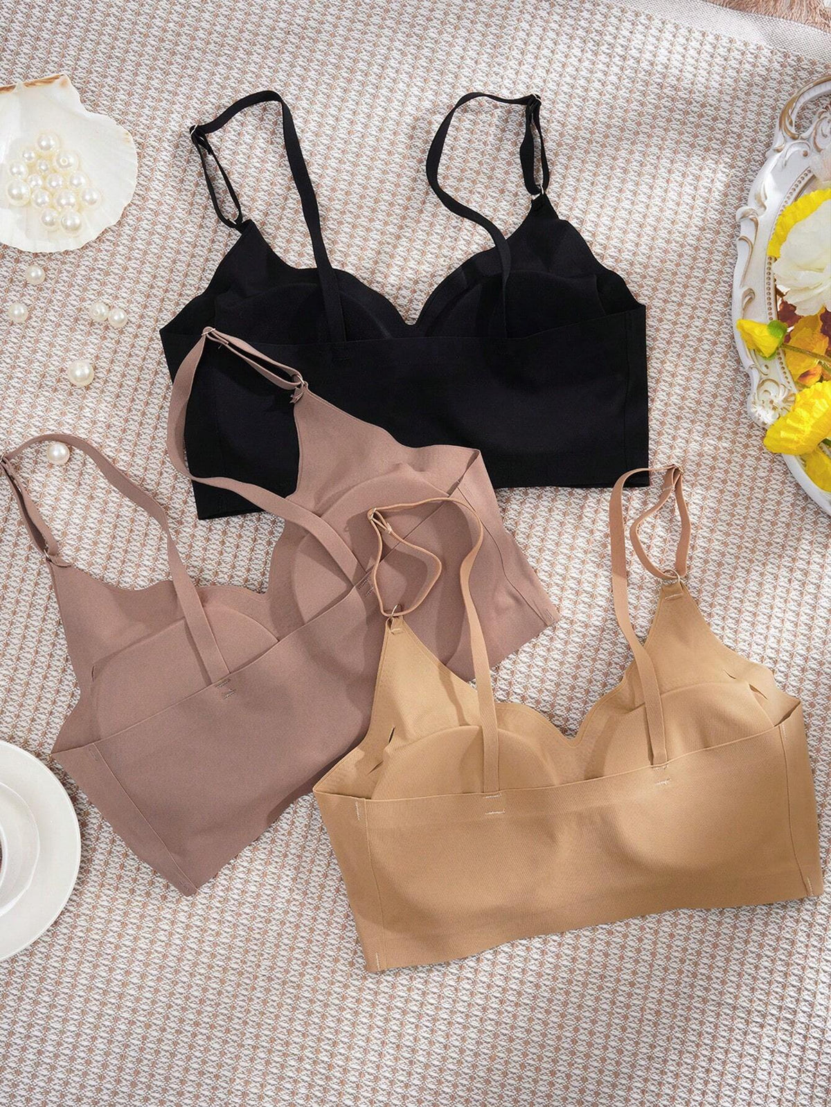 3Pcs Women'S Wireless Bra Multi-Color Sexy Seamless Comfortable Yoga Sports Bra