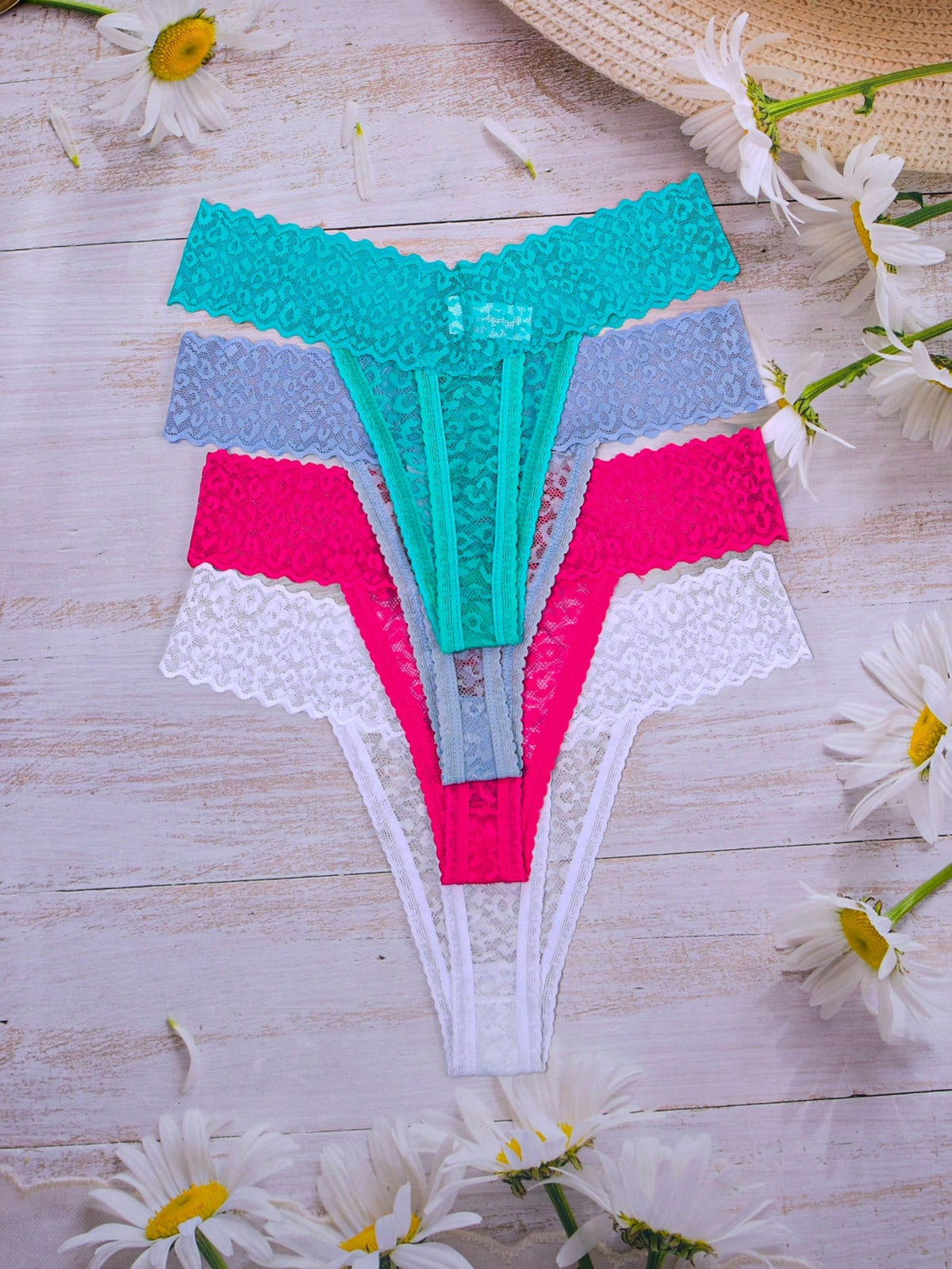 11Pcs/Set 10-Color Women'S Leopard Print Lace Thong Panties