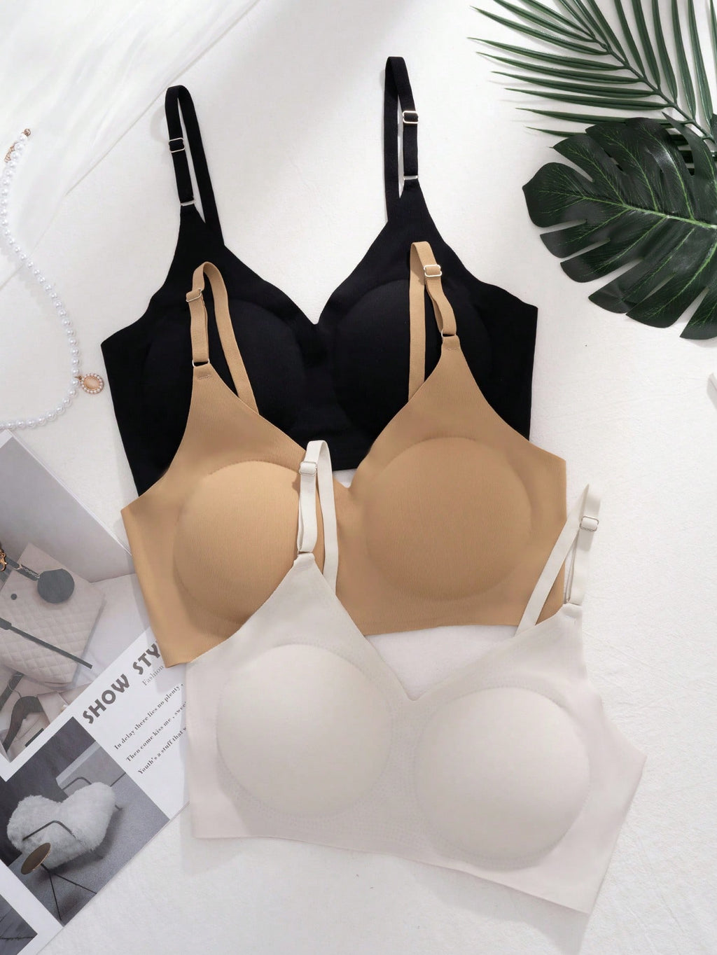3Pcs Women'S Wireless Bra Multi-Color Sexy Seamless Comfortable Yoga Sports Bra