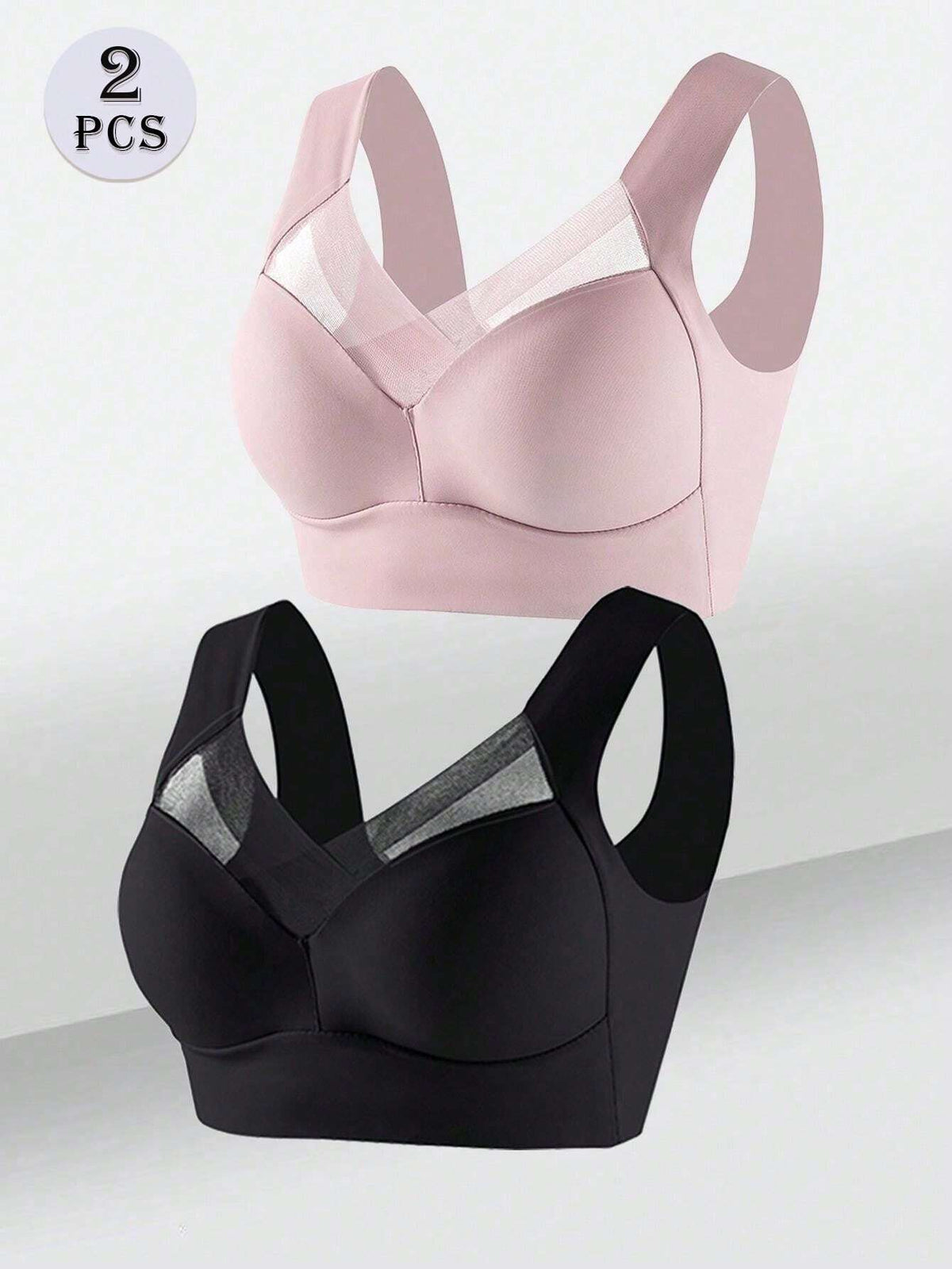 2Pcs/Set Seamless Backless Bra for Women, Wire-Free Comfortable Basic Bra with Fixed Cups, Lingerie