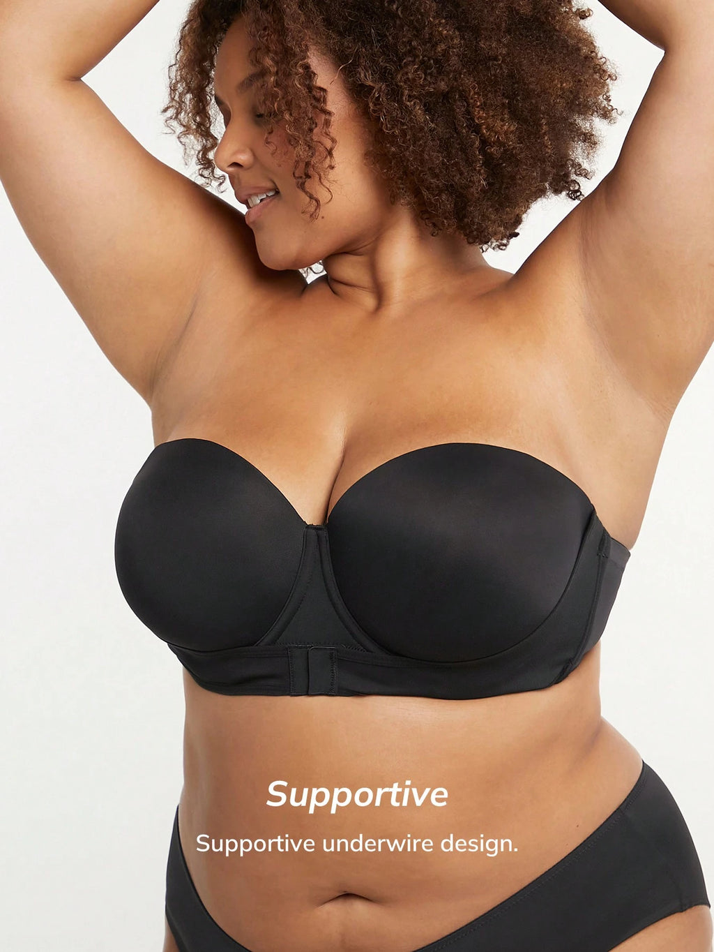 LUVLETTE plus Dream Curve Support + Strapless Front-Close Push-Up Black Basic Half Wedding Bra