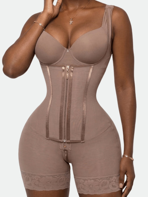 1Pc Colombian Shapewear, Shaping Shorts, Tummy Control Shapewear, Zipper Closure, Chest Opening, Butt Lifting Shapewear Bottom, Compression Shapewear