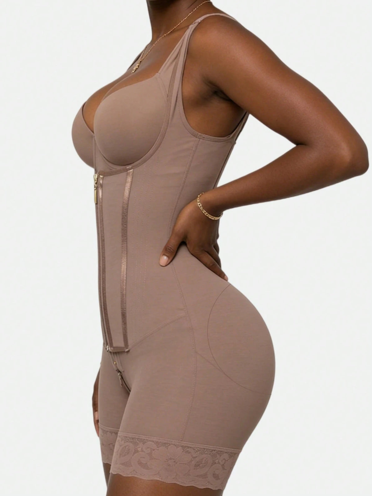 1Pc Colombian Shapewear, Shaping Shorts, Tummy Control Shapewear, Zipper Closure, Chest Opening, Butt Lifting Shapewear Bottom, Compression Shapewear