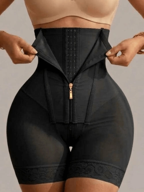 1Pc Colombian High Waist Shaping Shorts, Tummy Control Sculpting Panty, Butt Lift Slimming Leg Zipper Design Enhancing Shapewear