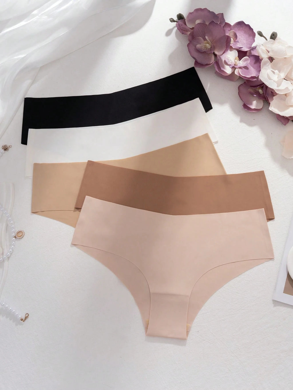 5Pcs/Pack Women'S Multi-Color Sexy Seamless Adhesive Comfortable Skin-Friendly Soft Sports Tight Invisible Triangle Panties