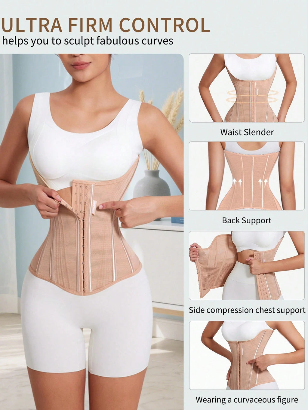 MISTHIN Fashion Steel Bone Back Support Women'S Tummy Control Waist Shaping Abdominal Compression Waist Cincher