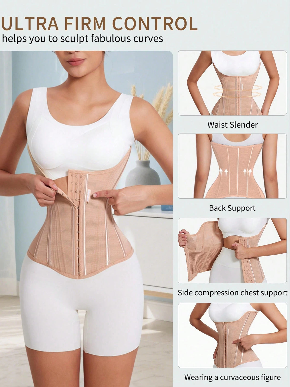 MISTHIN Fashion Steel Bone Back Support Women'S Tummy Control Waist Shaping Abdominal Compression Waist Cincher