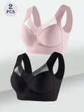 2Pcs/Set Seamless Backless Bra for Women, Wire-Free Comfortable Basic Bra with Fixed Cups, Lingerie