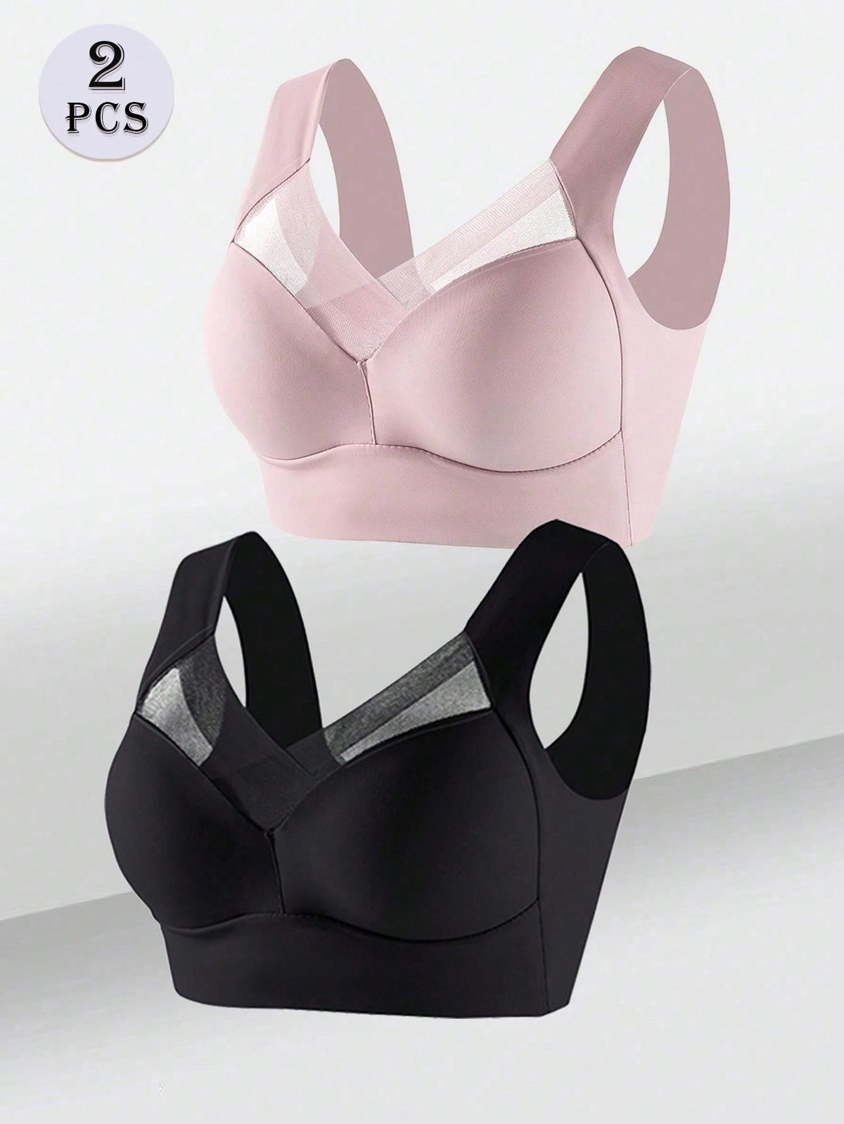 2Pcs/Set Seamless Backless Bra for Women, Wire-Free Comfortable Basic Bra with Fixed Cups, Lingerie