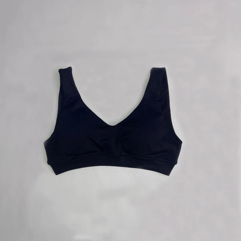 Women's Seamless Gym Set Scoop Backless Sports Bra V Neck Top with Scrunch Shorts Yoga Workout Outfit Fitness Clothing