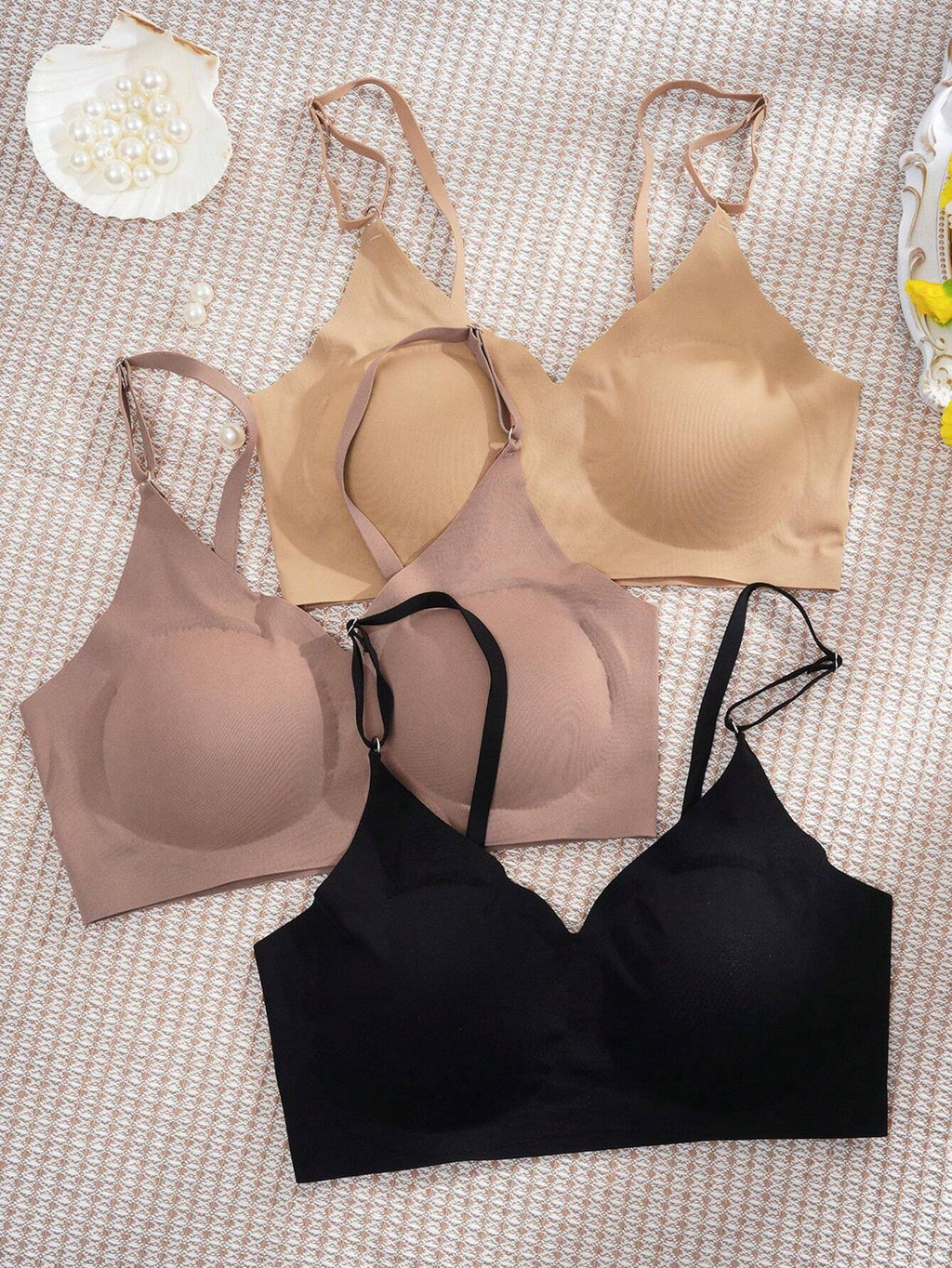 3Pcs Women'S Wireless Bra Multi-Color Sexy Seamless Comfortable Yoga Sports Bra