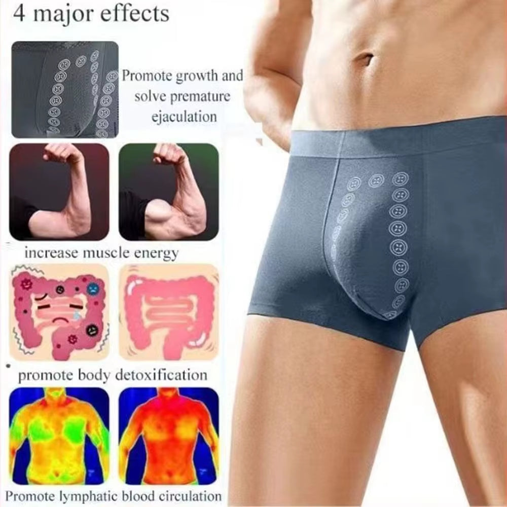 Breathable Magnetic Therapy Men'S Underwear Polyester Fibre Men'S Long-Lasting Underwear for Male Growth Tightening Delaying