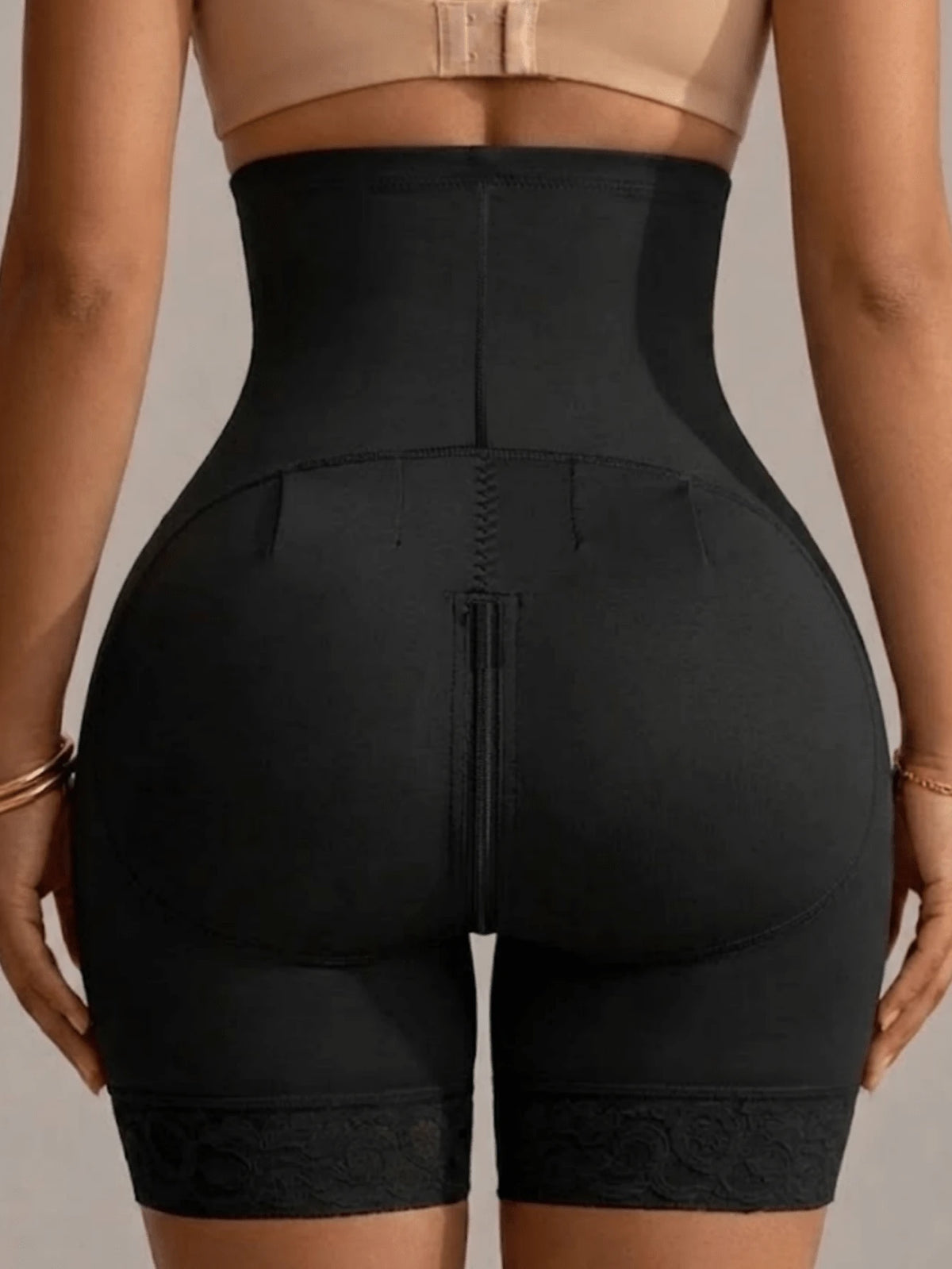 1Pc Colombian High Waist Shaping Shorts, Tummy Control Sculpting Panty, Butt Lift Slimming Leg Zipper Design Enhancing Shapewear