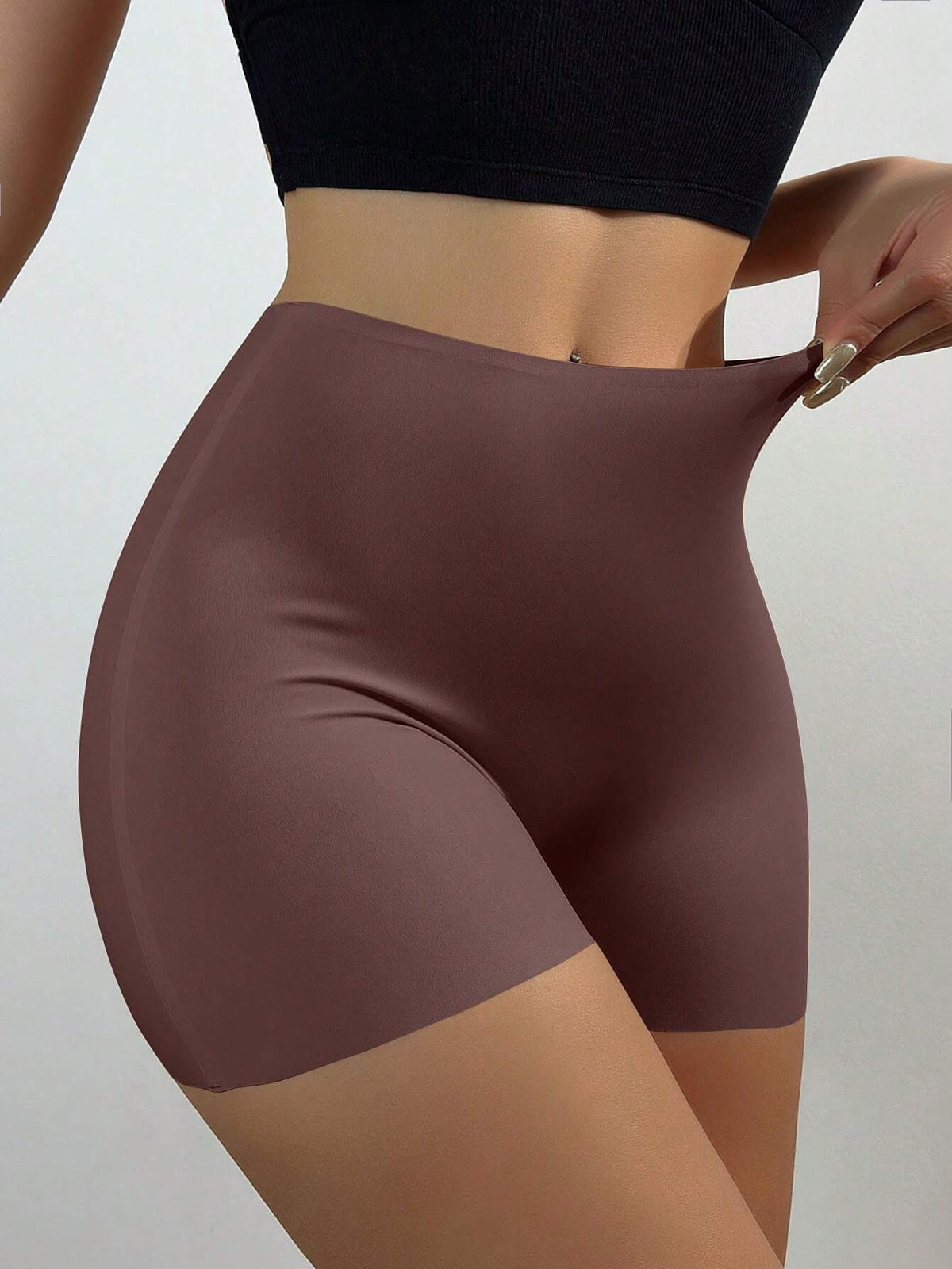 Women'S Seamless Anti-Chafing No-Roll Ice Silk Mid-Waist Boyshort Underwear