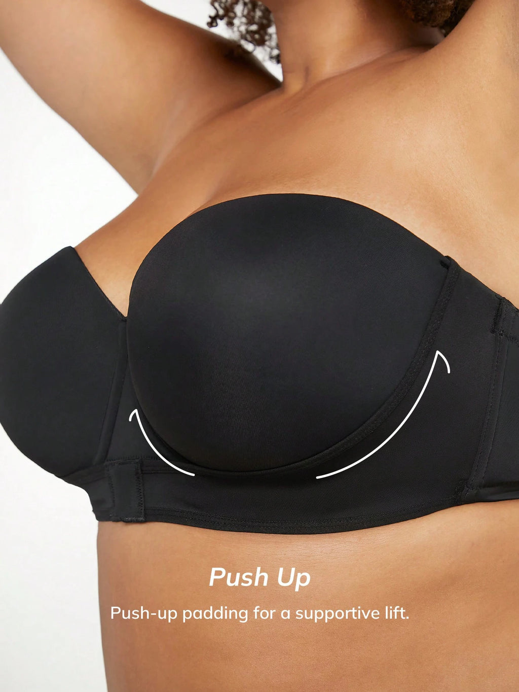 LUVLETTE plus Dream Curve Support + Strapless Front-Close Push-Up Black Basic Half Wedding Bra