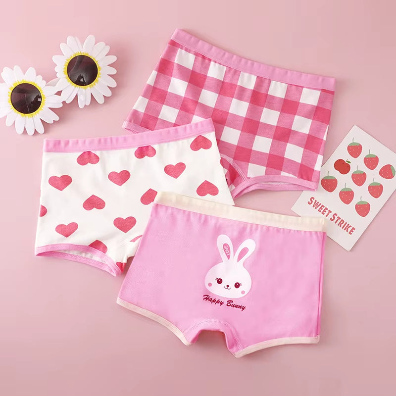 3Pcs Girls Underwear Little Girl Boxer Shorts 2-14 Year Old Student Cartoon Underwear Pure Cotton Children Underwear