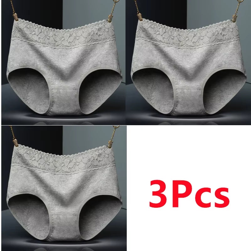 3Pcs Menstrual Period Panties Women Cotton Leak Proof Underwear Period Panties Health Seamless Female Briefs High Waist Warm