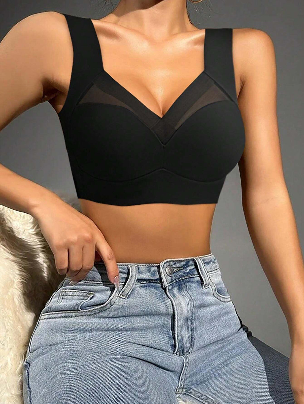 2Pcs/Set Seamless Backless Bra for Women, Wire-Free Comfortable Basic Bra with Fixed Cups, Lingerie