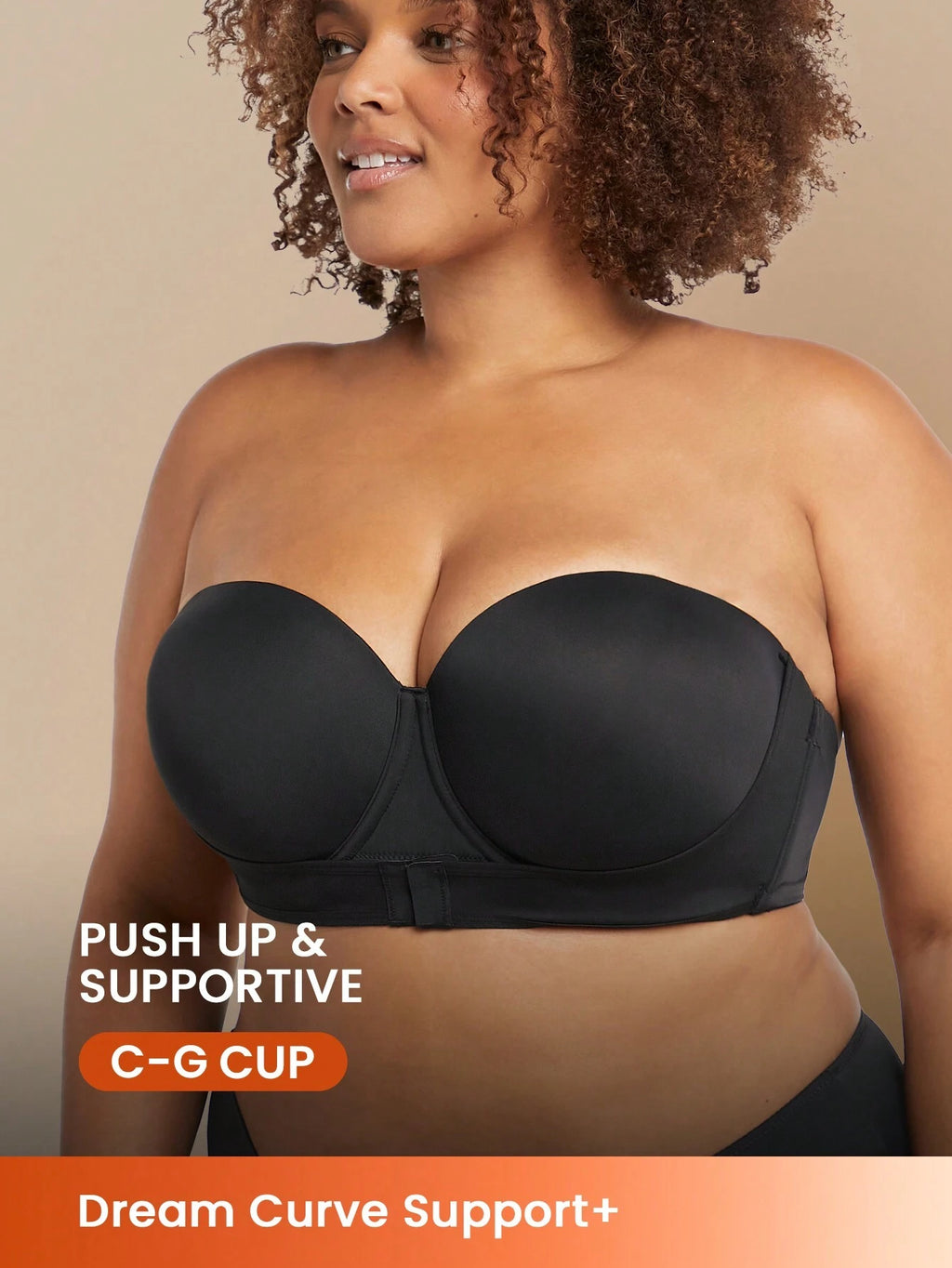 LUVLETTE plus Dream Curve Support + Strapless Front-Close Push-Up Black Basic Half Wedding Bra