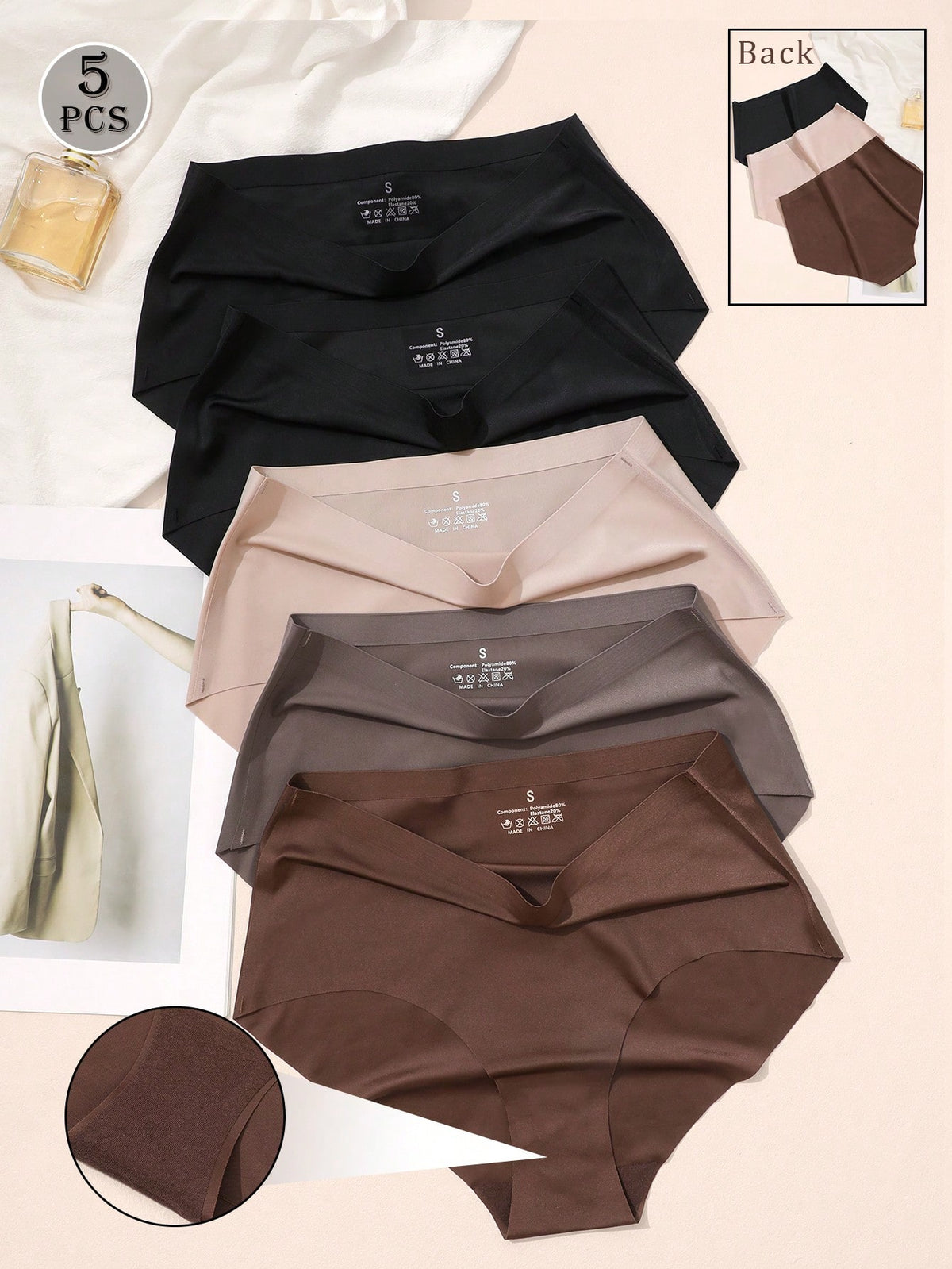 5Pcs/Set High Waist Women'S Seamless Invisible Panty Set